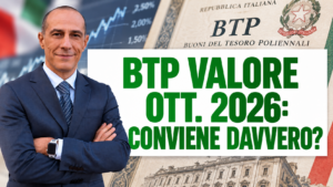 Alfonso Selva e BTP Valore ottobre 2026: conviene davvero? Sullo sfondo un titolo di Stato italiano e un grafico finanziario.